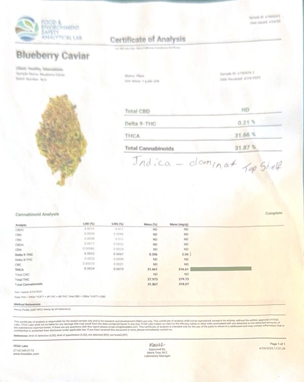 Blueberry Caviar THCA flower 