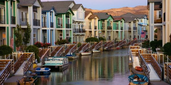 The Marina in Sparks, NV Looking Thru a Row of Apartments On The Waterfront at Legends in Sparks. 