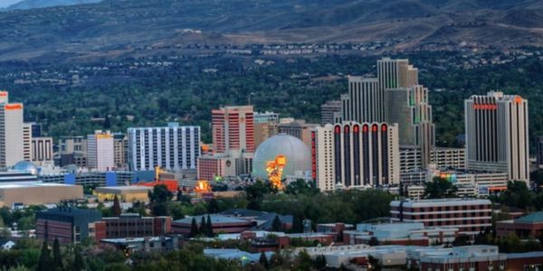 The Downtown Reno, NV Skyline During Late Afternoon Just Before The Sun Was Getting Ready to Set. 