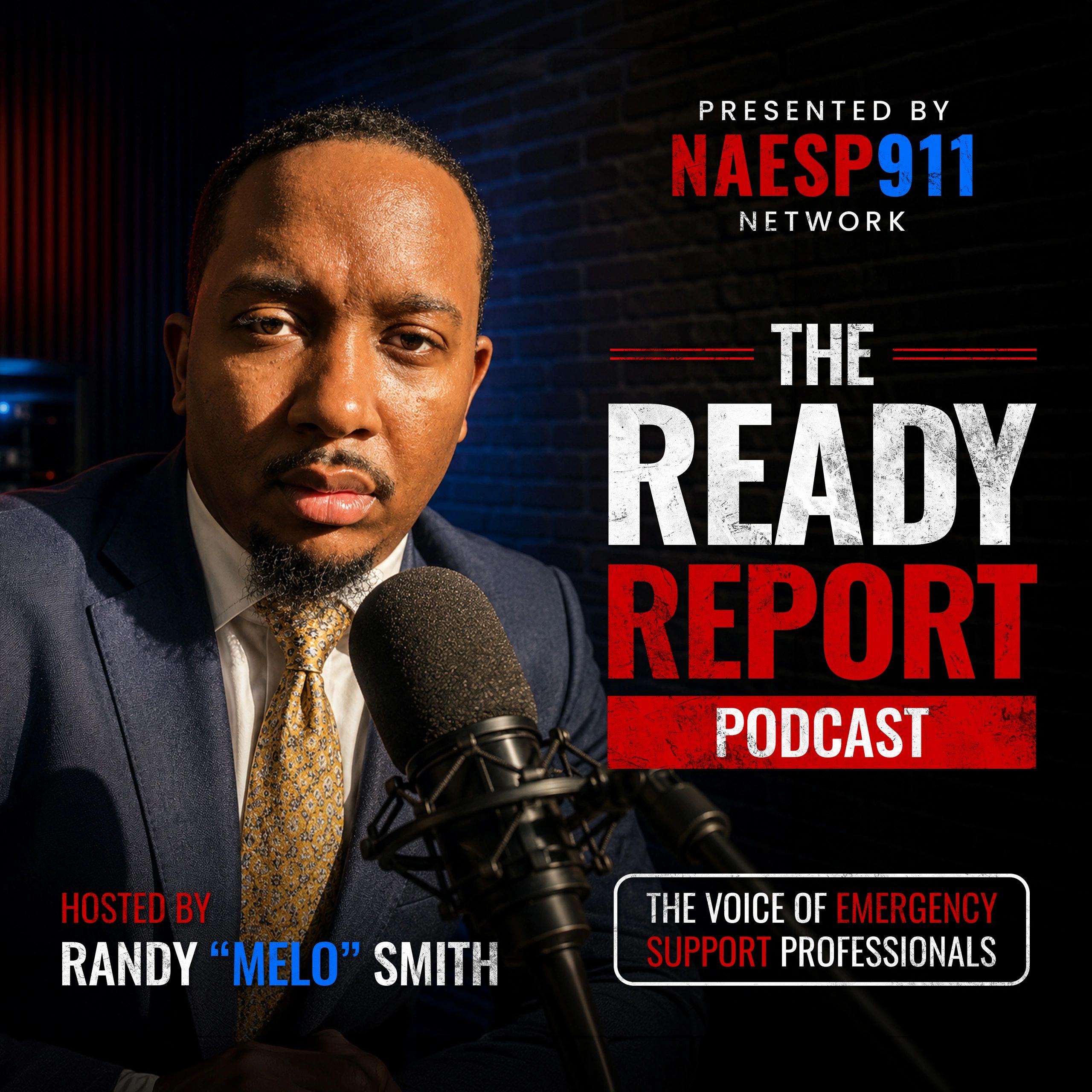 Podcast host Randy "Melo" Smith speaking into a microphone.