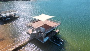 sun shade sail on dock