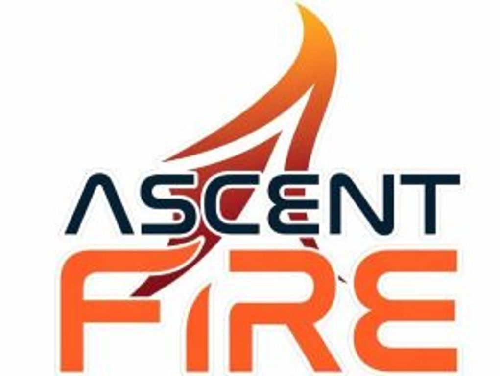Logo of Ascent Fire with stylized flame and bold text.