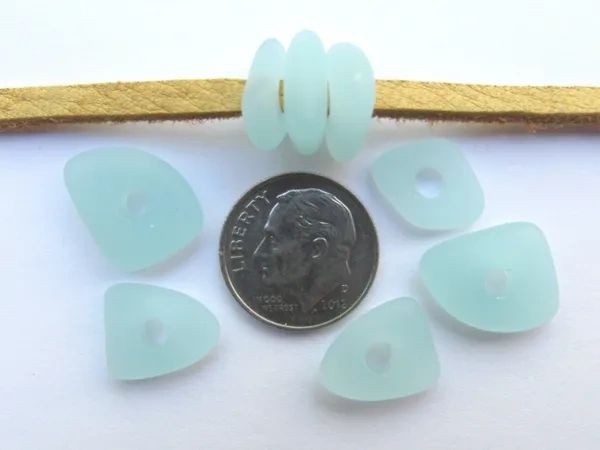 10 pcs 3mm big holes top drilled sea glass beach glass jewelry