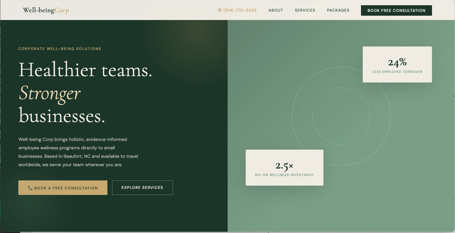 Introducing Well-BeingCorp website