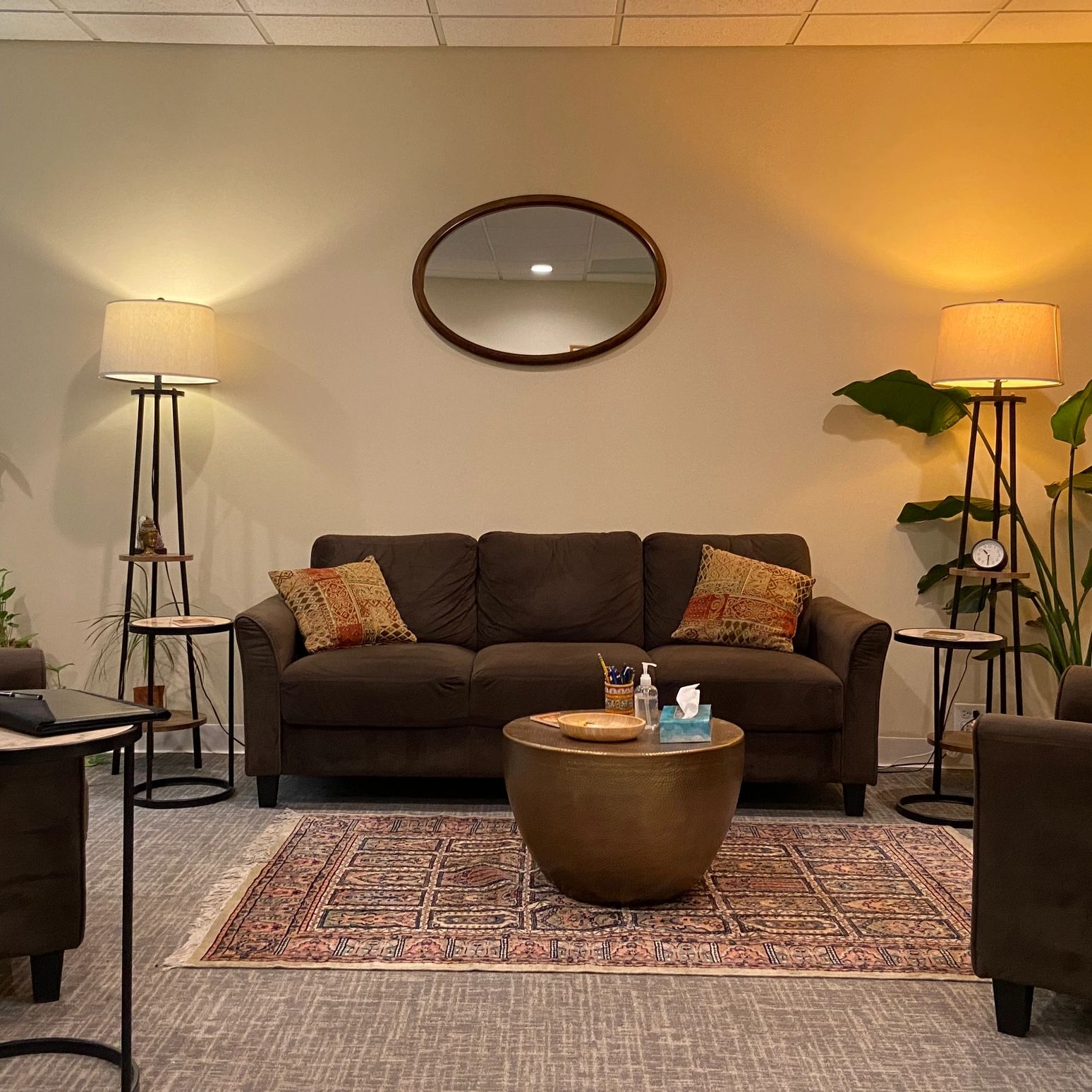 Warm, serene therapy office at Chicago Psych Services