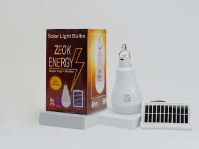 ZEOK Energy solar light bulb kit with box and solar panel.