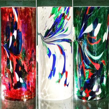 D&J Iridescent glass vases 