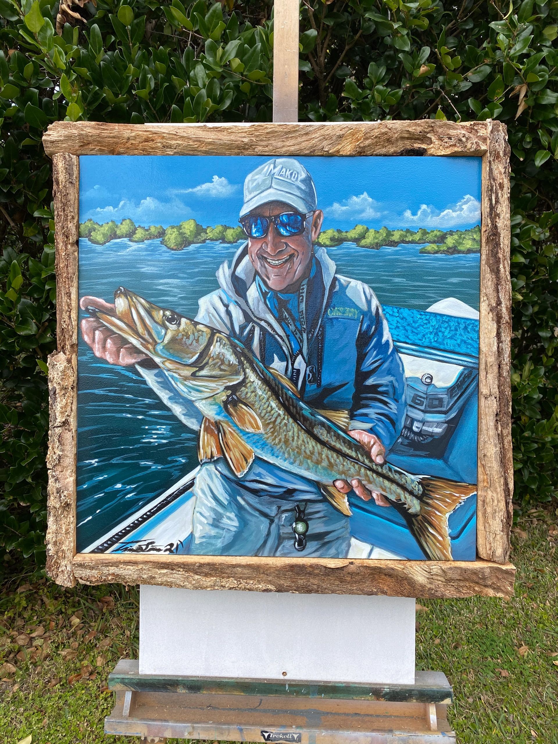 Capturing Memories: Custom Fishing Portrait Paintings.