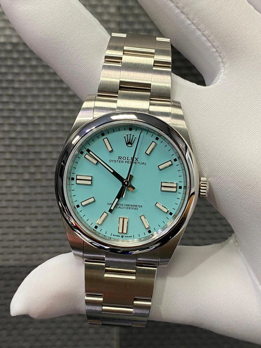 Rolex Oyster Perpetual 41mm Oyster Steel Turquoise Blue Dial Brand New In Box