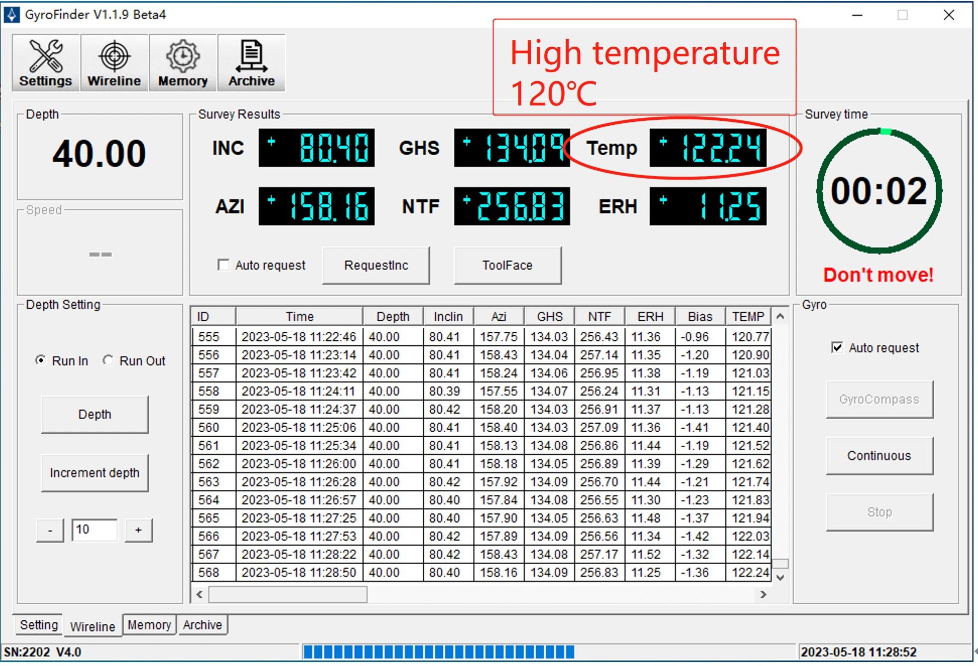WinGyroV High temperature +120ºC without heatshield