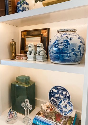 Detail of Bookshelf Styling
