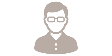 Simple icon of a person wearing glasses and a collared shirt.