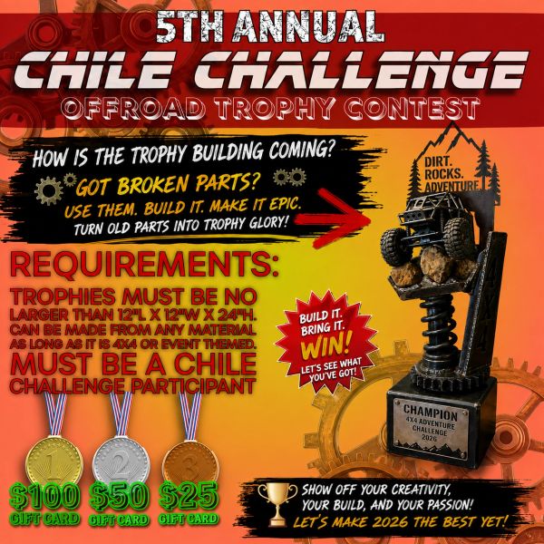 5th Annual Chile Challenge Offroad Trophy Contest details and prizes.