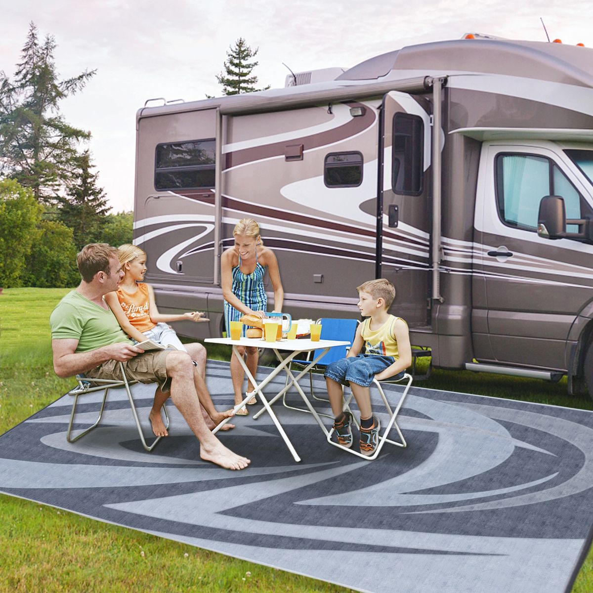 FAULKNER DELUXE REVERSIBLE RV OUTDOOR PATIO MAT - BEIGE VINEYARD 8' x 20' -  Northwoods Wholesale Outlet