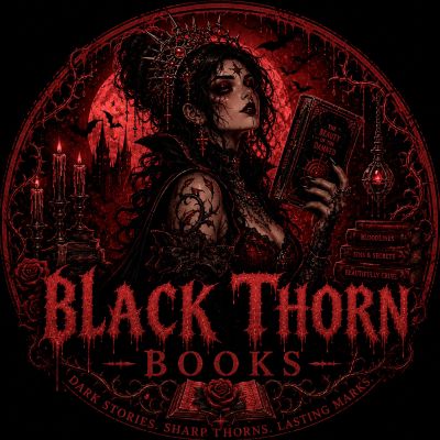 Gothic dark woman holding a book with red and black theme.