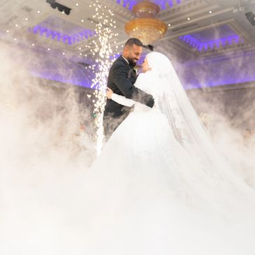 Wedding sparklers and fog in Toronto Canada