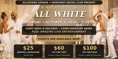 Promotional flyer for an All White party event on October 3, 2026.