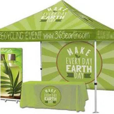 Event Tent Pack - Tent, full back wall, table throw and banner stand.