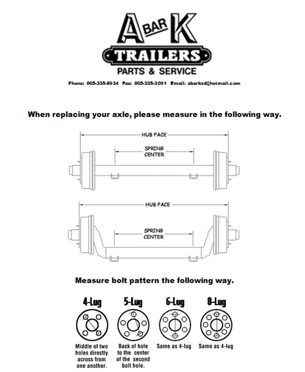 Trailer measurement diagram showing tire, axle, hub and coupler dimensions