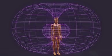 Human figure surrounded by a purple toroidal energy field.