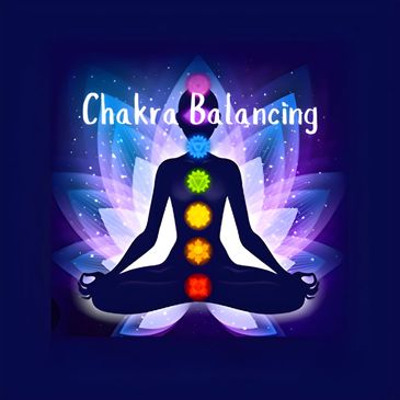 a yoga positioned person with the 7 chakras on them