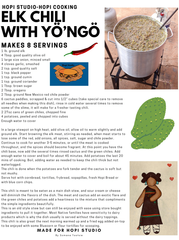 Printable Hopi recipe for Elk and Yö’ngö Stew/Chili.