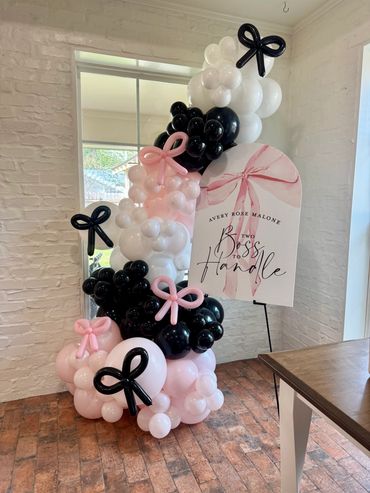 Balloon decoration with a sign for Avery Rose Malone's second birthday.