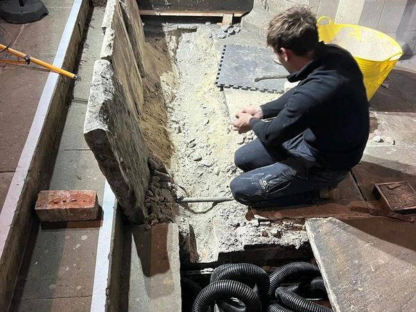 Maintenance work being carried out at Hexham Abbey by Stevie Fairless