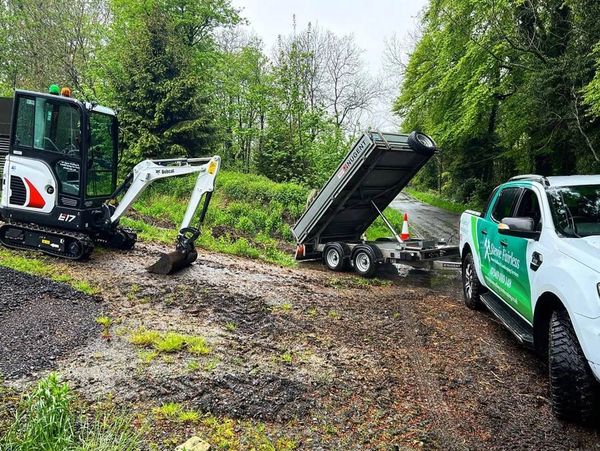 Machinery owned by Stevie Fairless clearing a building site in Northumberland