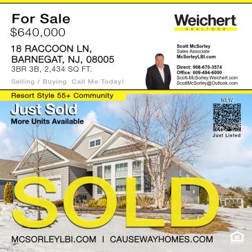 Real estate ad for a sold home at 18 Raccoon Ln, Barnegat, NJ.