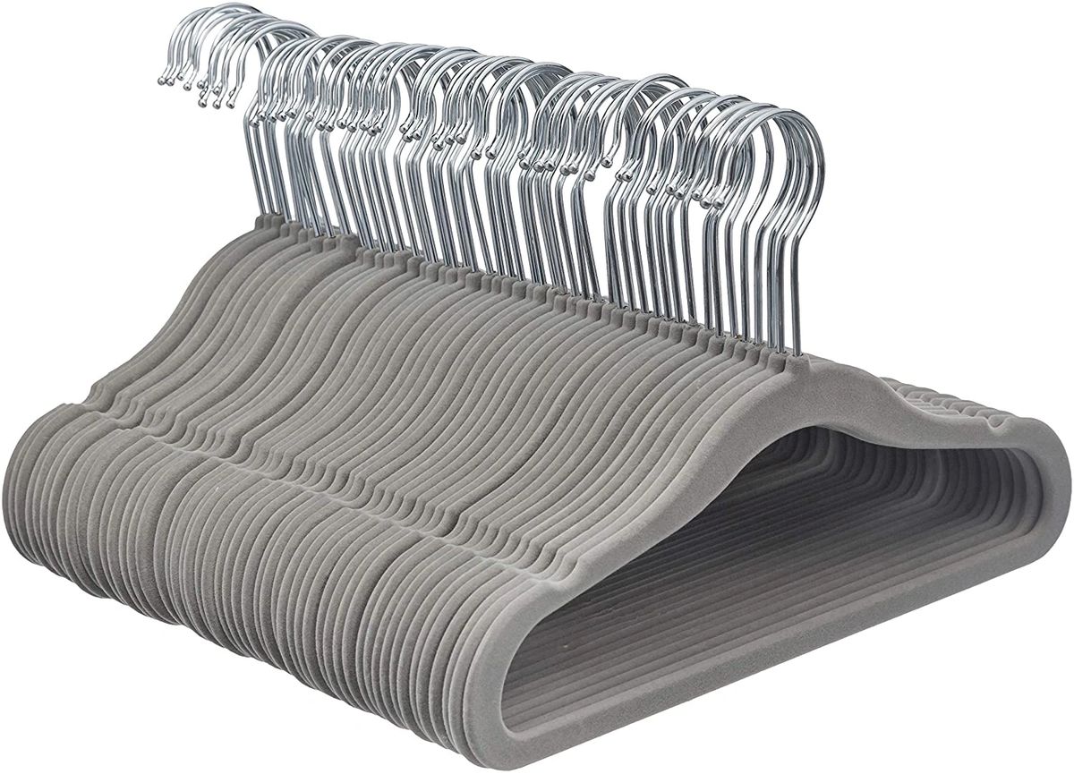 Kids Velvet, Non-Slip Clothes Hangers, Gray - Set of 10