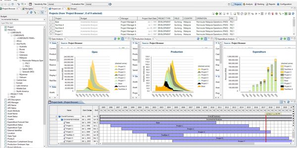 Integrated oil and gas planning software
