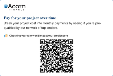 Acorn Finance QR code for project payment plans.