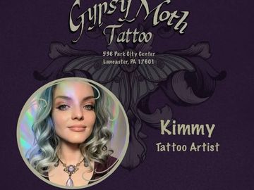 Tattoo artist Kimmy at Gypsy Moth Tattoo in Lancaster, PA.