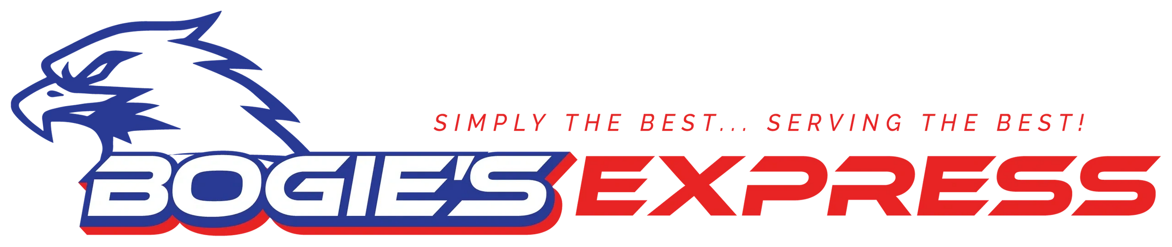 Logo of Bogie's Express with eagle and bold text. 