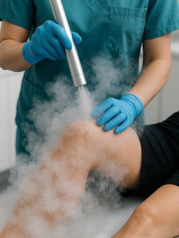 A man taking Cryotherapy Treatments On the Nee