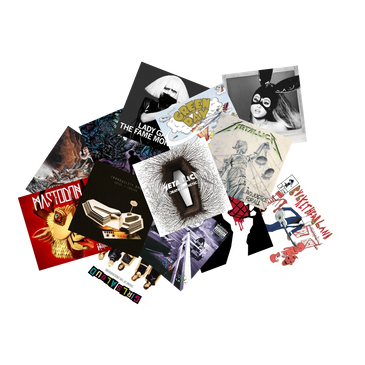 collage of various albums including metallica's "death magnetic" and buckethead's "3 foot clearance"