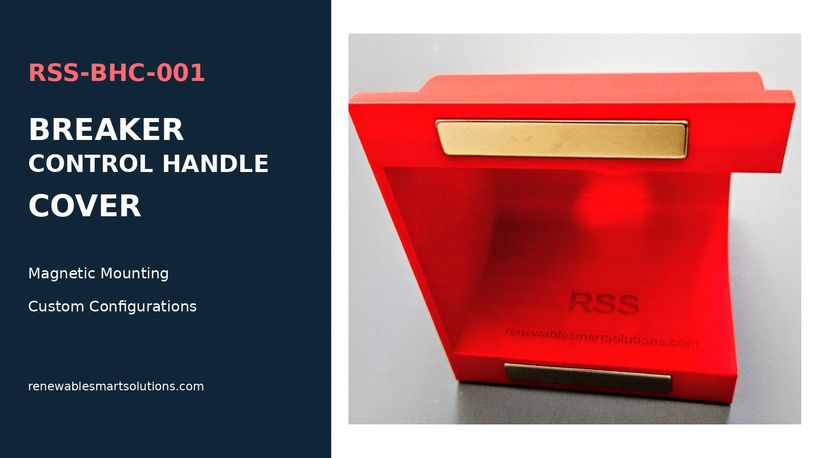 Breaker control handle cover in red with magnetic mounting.