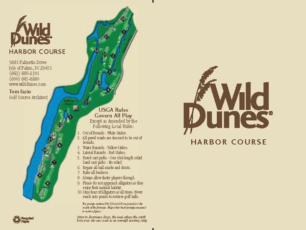 Wild Dunes Harbor Course golf map with USGA rules.