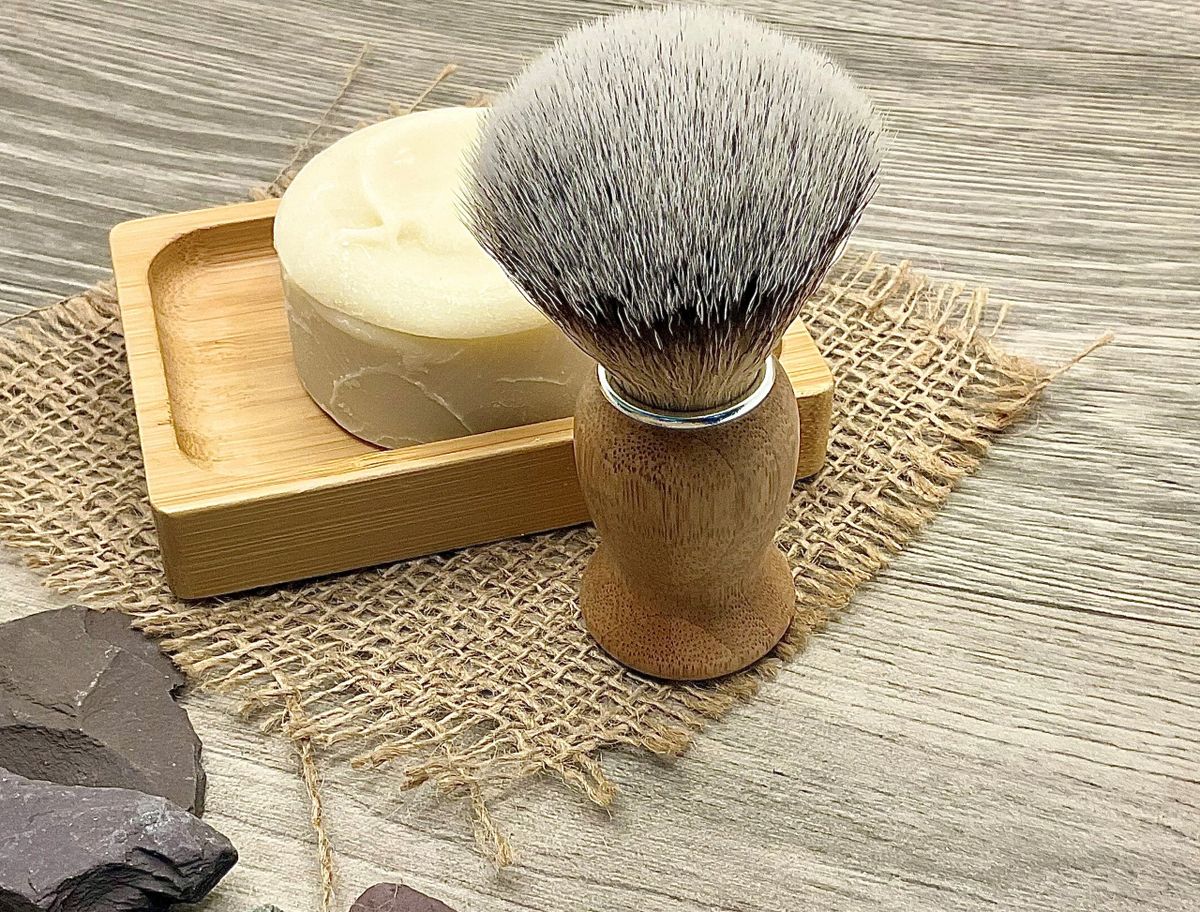 Bamboo Traditional Shave Brush with synthetic bristles - soft and vegan  friendly!