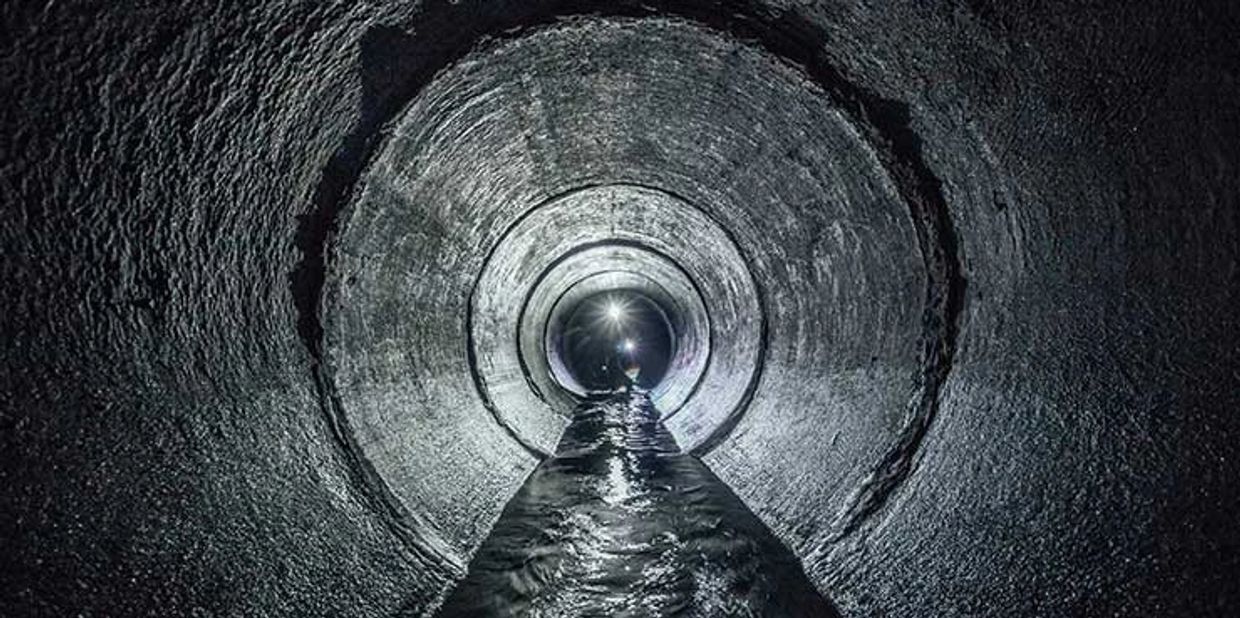 Water flowing through the inside of a pipe