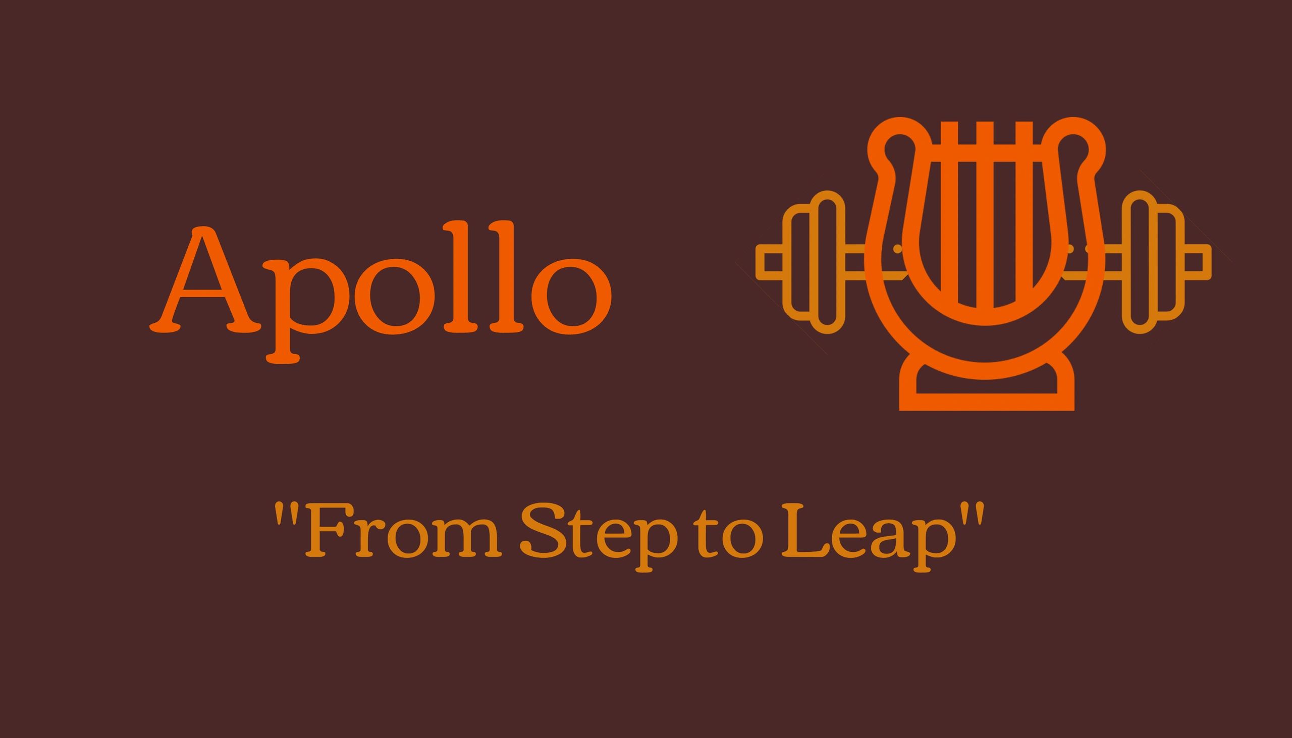 Logo for Apollo with a barbell and lyre symbol.