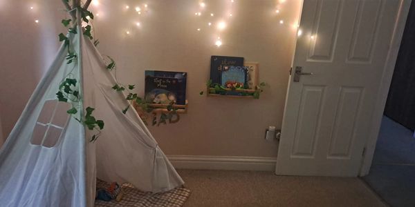 Photo of our teepee tent in the sleep room