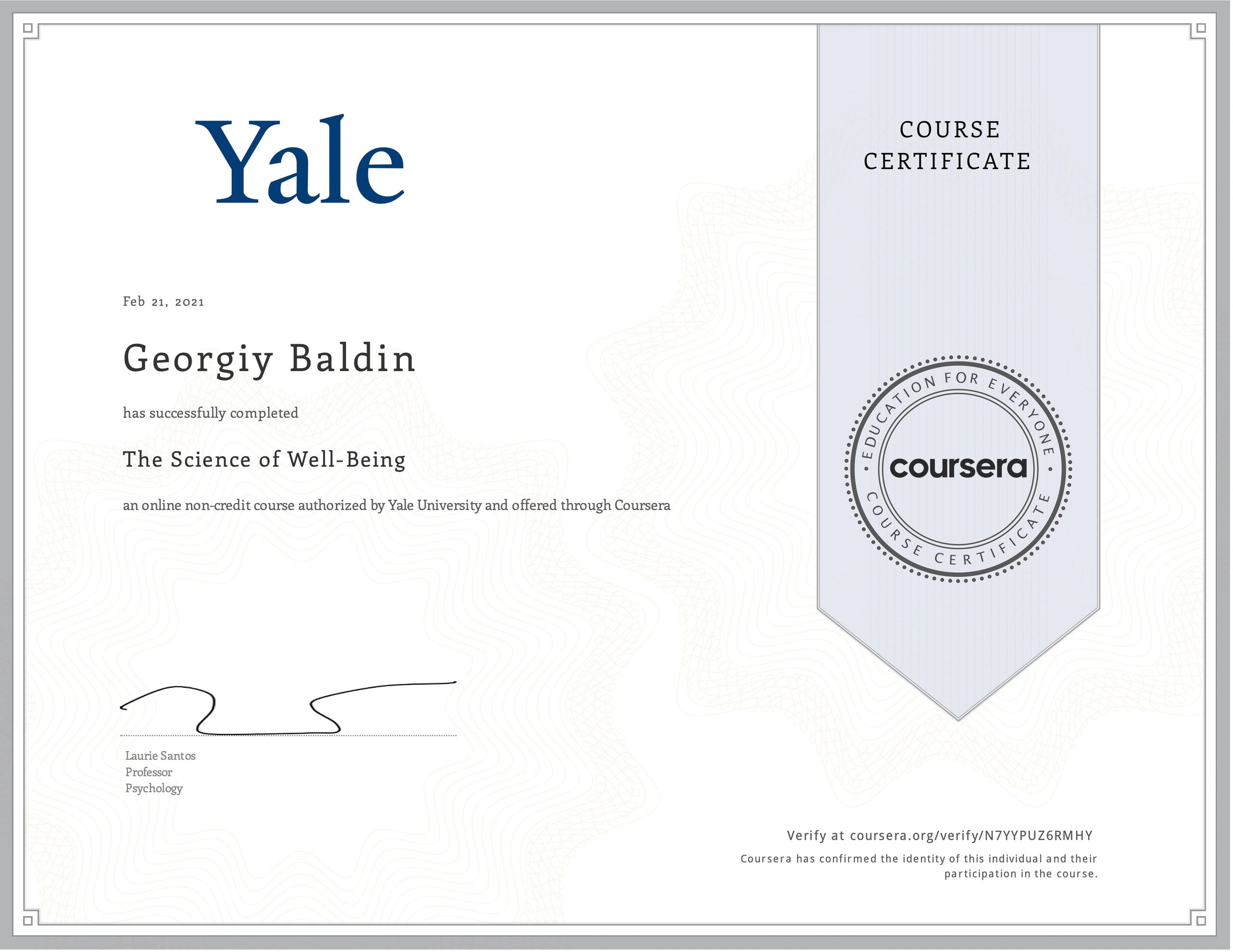 Well-being | Yale | Coursera