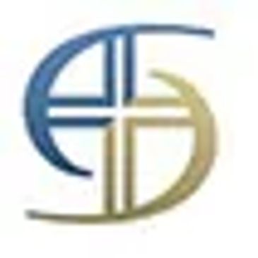 Abstract logo combining blue and gold elements forming intertwined letters.