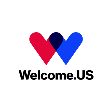 A stylized heart logo with red and blue halves and black text below.