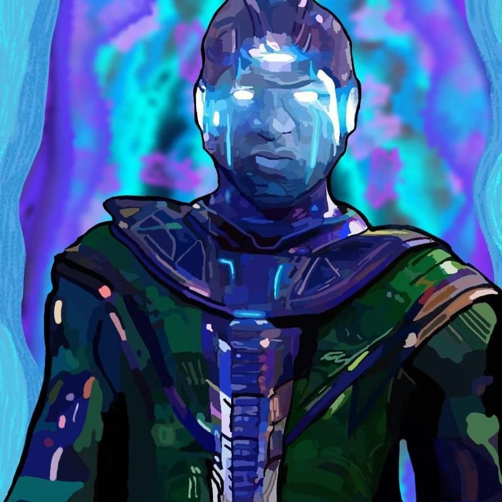 This is a digital drawing of a villain from marvel called kang the conqueror