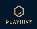 Logo of PlayHive with a hexagonal design and gold text on dark background.