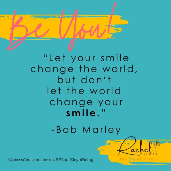 Inspirational quote by Bob Marley about smiling and being yourself.