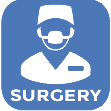 Surgery icon with surgeon silhouette.